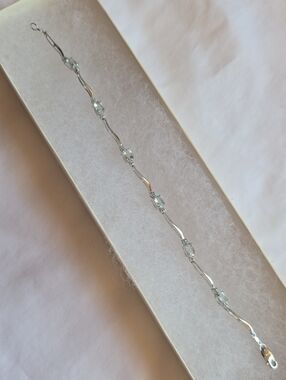Silver Aquamarine Station Bracelet